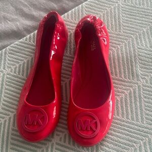 Michael Kors Pink Patent Logo Ballet Flats